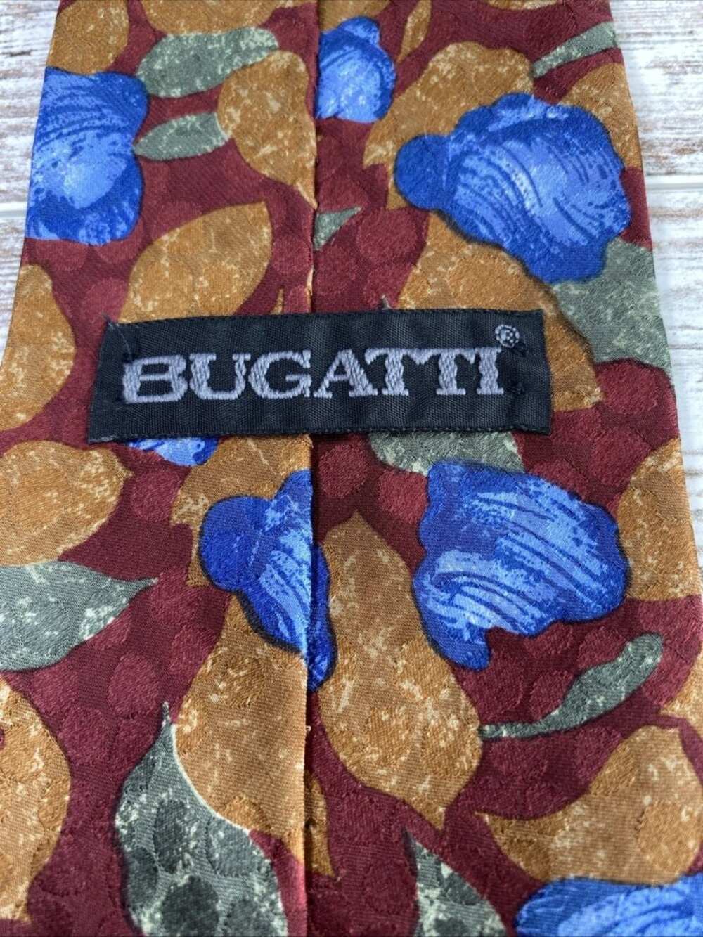 Vintage Bugatti Silk Tie Abstract Floral Multi-Color Wide 56x4 USA Retro 90s - Picture 4 of 7